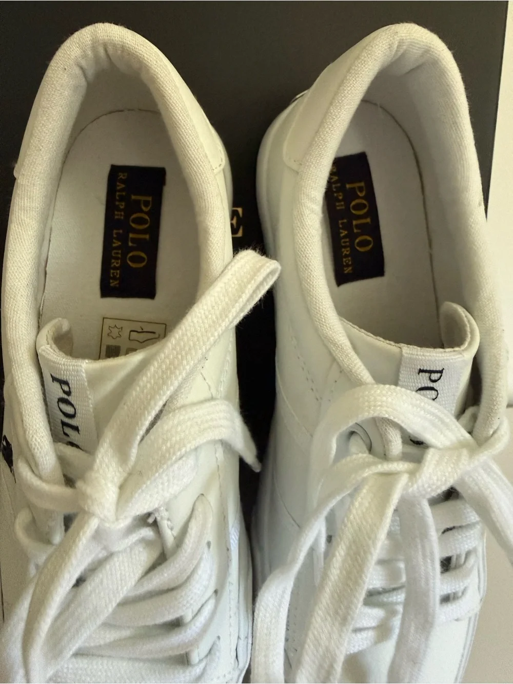 Polo Ralph Lauren Girls White Sneakers Shoes Size 3 New With Box Pony Logo